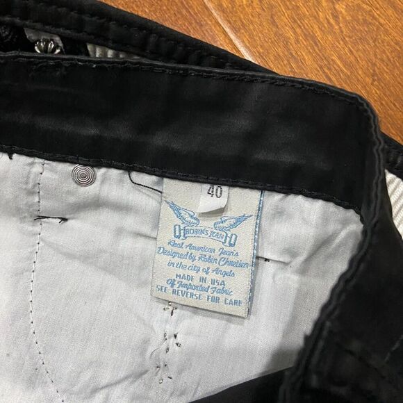 Robin's Jeans Ribbed Moto Zipper Straight Leg Black White Pants Men's 40 x 34 - Picture 10 of 14